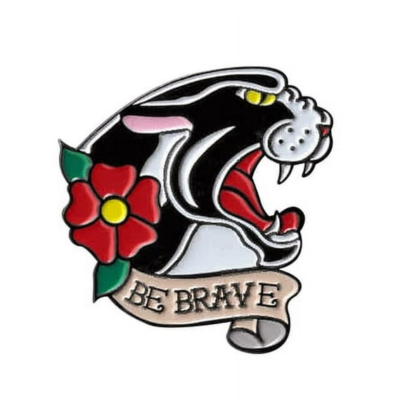 BE BRAVE PANTHER PIN - Extra Thick Raised Epoxy Resin Shiny Backpack Enamel Lapel Pin - 1.25"