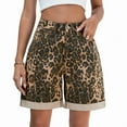 thumbnail image 3 of Women'S Summer Washed Hot Girl Leopard Print Denim Shorts XL, 3 of 9
