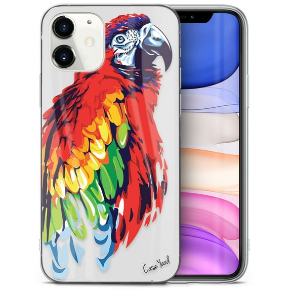 Caseyard TPU Clear Case for iPhone 13 with Watercolor Macaw design phone cover