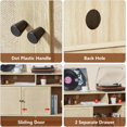 thumbnail image 5 of Wirrytor Rattan Record Player Stand, Wood Storage Table Turntable Stand, Audio Cabinet with 2 Rattan Doors with Vinyl Storage - Natural, 5 of 10