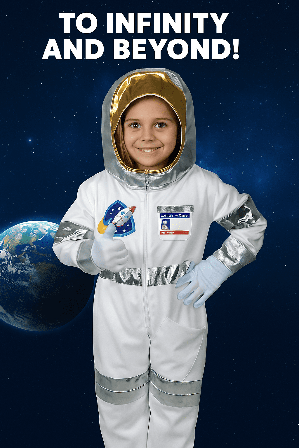 Small World Toys Astronaut Dress Up Costume for Kids, Space Explorer Role Play Outfit with Hood and Gloves, Pretend Play Costume, Ages 3+.