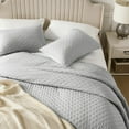 thumbnail image 4 of 3 Pcs Elegant Solid Color Quilt Set with Envelope Pillowcases, Soft and Lightweight, Queen, Light Gray, 4 of 9
