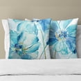 thumbnail image 3 of Fundas de almohada Imiss, color acuarela, flores azules, 50 x 50 cm, algodón, 3 of 9