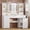 Large White, variant on 47.2“ Large Vanity Desk with Mirror and Lights,Power Outlet,7 Drawers,Pull-Out LED Mirror with 3 Light Modes,Brightness Adjustable,Rolling Makeup cart,Crystal Handles, hairdryer Rack,White