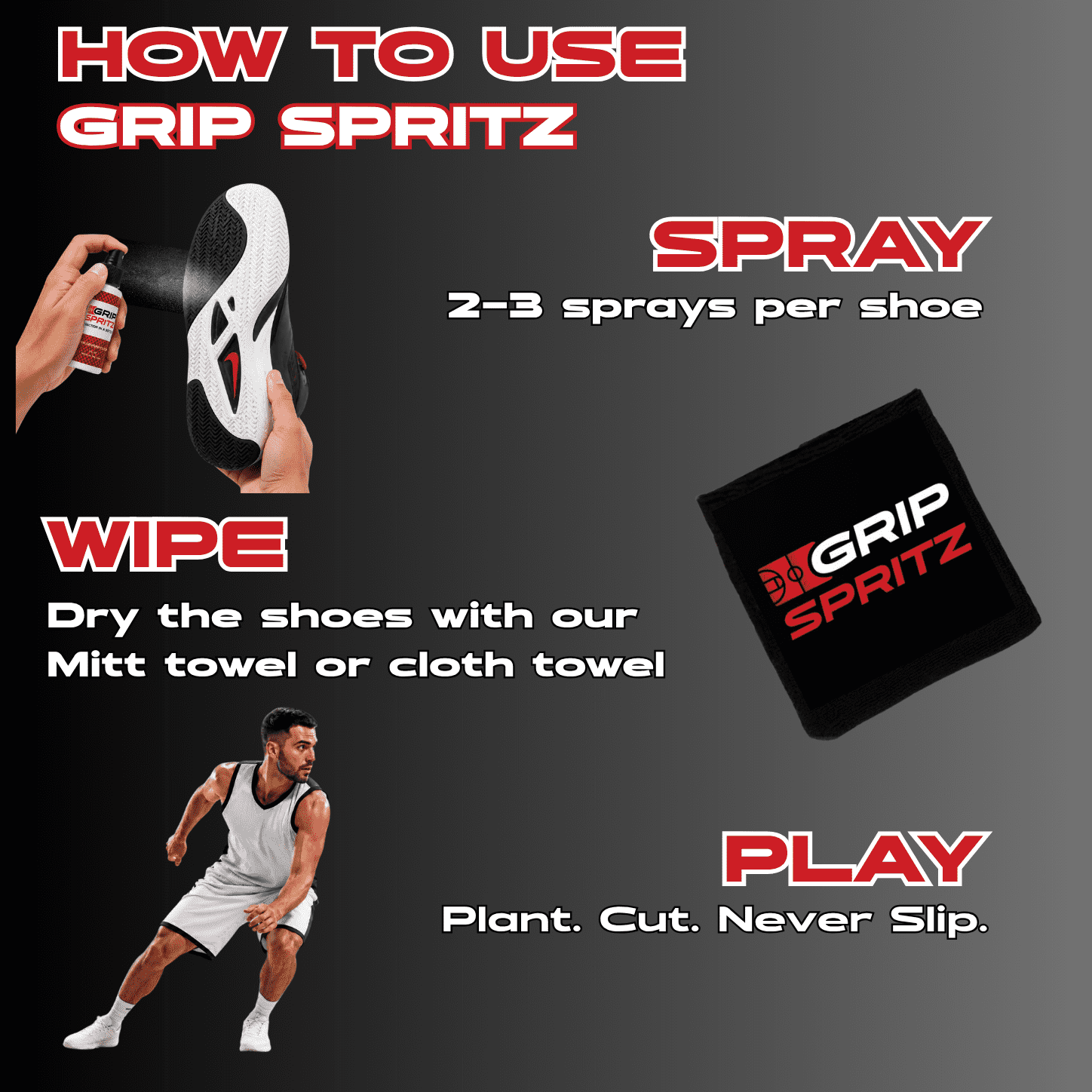 Grip Spritz Basketball Shoe Grip Spray | 2oz Bottle - Full Season Supply | Clean, Restore, Rejuvenate Traction on Any Court