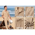 thumbnail image 4 of RICHCOIN Men 2 Piece Outfit Set Khaki Summer Beach Vacation Suit Short Sleeve Button Shirt & Loose Pant Size XL, 4 of 7