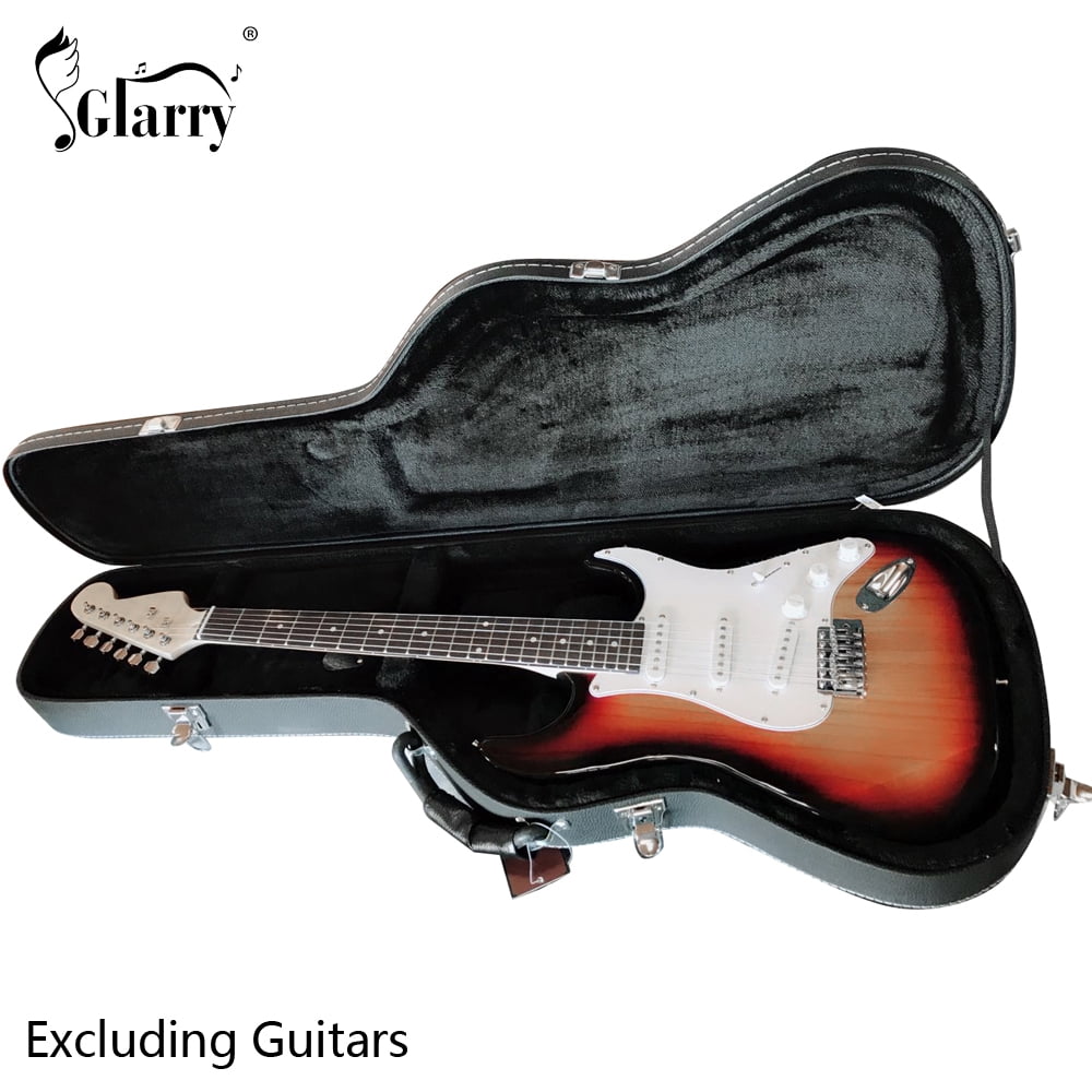 Electric Guitar Hard Case Microgroove Flat Surface Straight Flange, Black