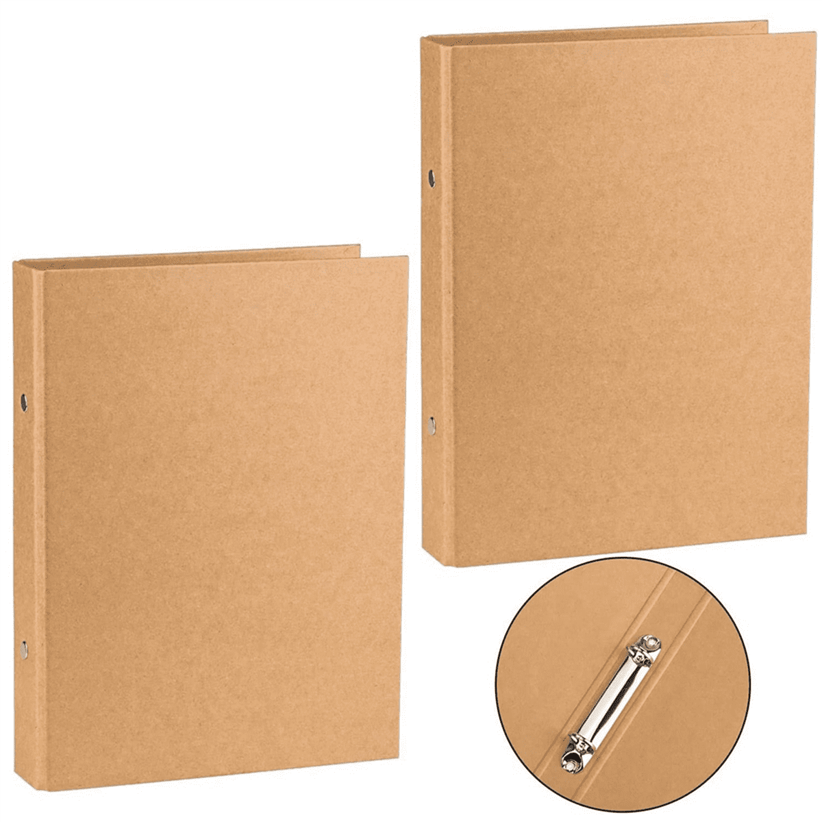 6Pcs A5 Refillable Ring Binder,A5 Kraft Paper Binder Tray with 2 Rings to Add Loose Sheets,A5 Kraft Paper Folders