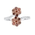 thumbnail image 2 of Sterling Silver with 1.00 CTTW Genuine Red Diamond and White Diamond Floral Ring, 2 of 3