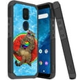 thumbnail image 1 of ANJ+ Slim Dual Layer Hybrid Shockproof Case + Tempered Glass Cover for Cricket Icon 3, Splendor, AT&T Motivate 2 - Swimming Pool Cat, 1 of 3