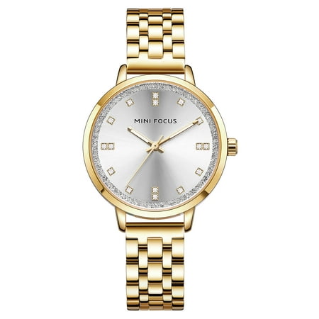 Womens Quartz Watch Gold Case Solid Steel Belt Rhinestone Scale Hour for Friends Lovers Best Holiday Gift (Best Women's Watches 2019)