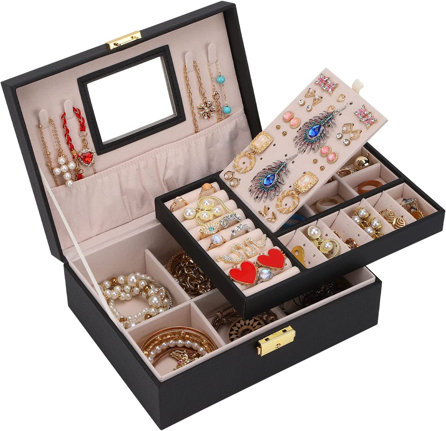 Single Slot Rectangle PU Leather Velvet Necklace Bracelet Jewelry Gift Box 