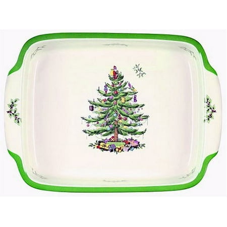 Spode Christmas Tree Rectangular Handled Dish 12 x 9 Inches