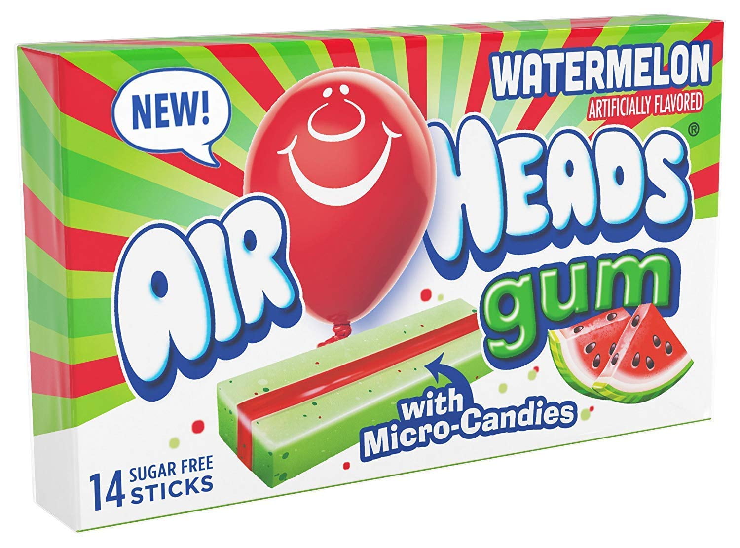 Air Heads Gum With Micro-Candies Watermelon 12 Count Sugar Free