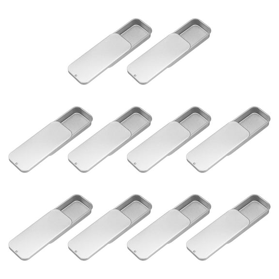 10Pack Slide Top Tin Containers, 3"x1"x0.4" Mini Metal Empty Tins Box with Sliding Lids, Silver