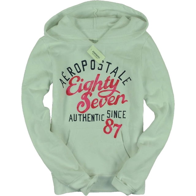 Aeropostale - Sudadera con capucha para mujer Eighty Seven Script, color blanco, mediano