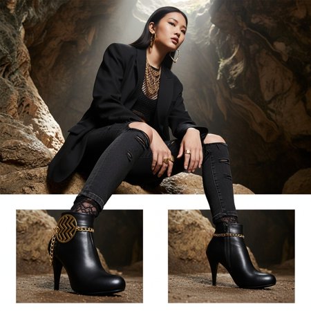 2 PCS Women Fashion Boot Chain Links Bracelet Metal Anklet High Heel Shoe Charm Wrap Around Band Silver Color SOLD AS A PAIR