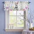 thumbnail image 4 of Valance Curtains for Kitchen Windows Easter Floral Rabbit Eucalyptus Leaves Rod Pocket Valance Green Eggs on Wooden Short Window Curtain Topper for Bedroom Living Room Bathroom 42x12in,1&nbsp;Panel, 4 of 9