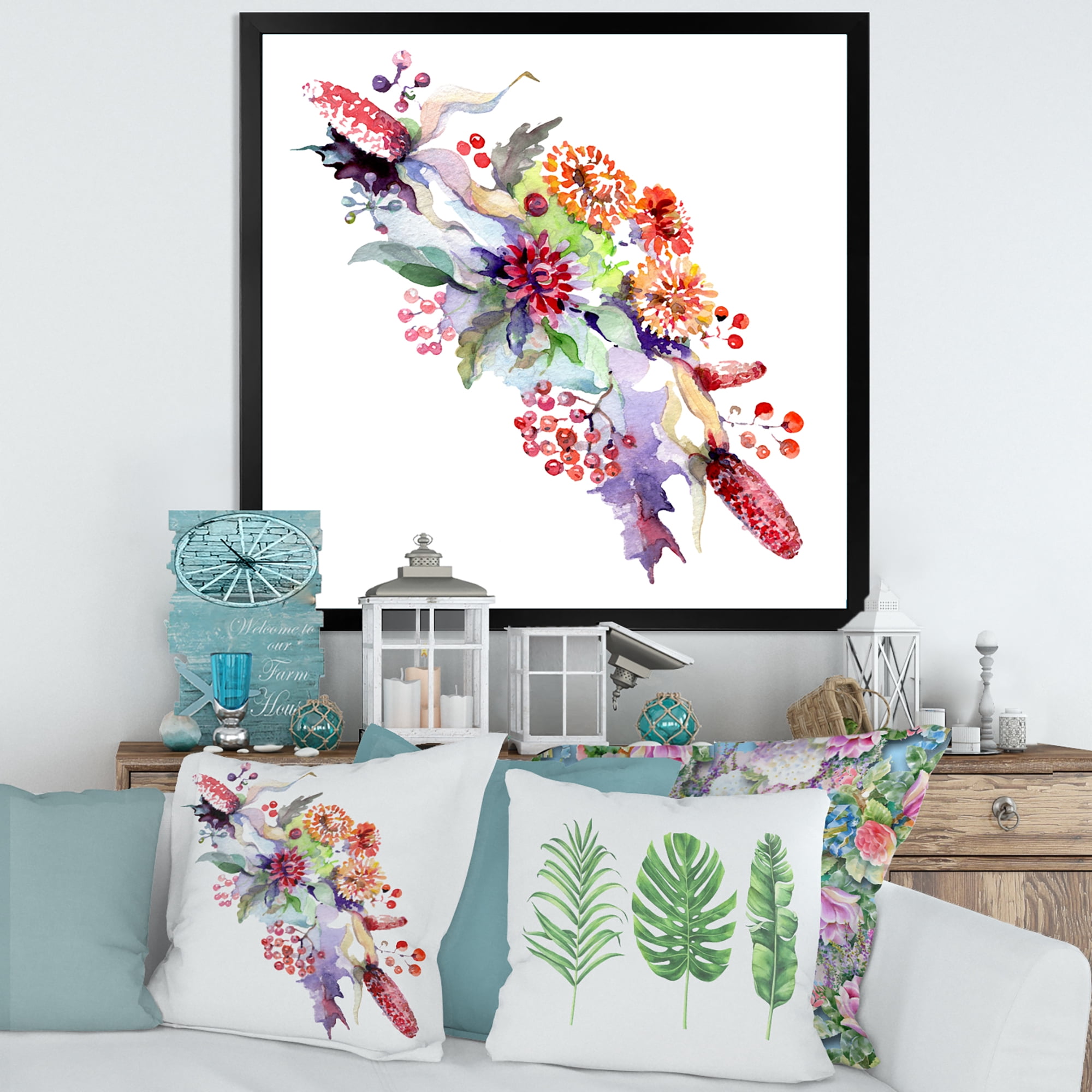 Designart 'Bouquet With Berries and Wildglowers' Traditional Framed Art Print