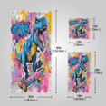 thumbnail image 3 of 3 Sizes Towel Set - Bath Towel, Hand Towel & Washcloth for Daily Household Use Street Art Dinosaur Design, 3 of 8