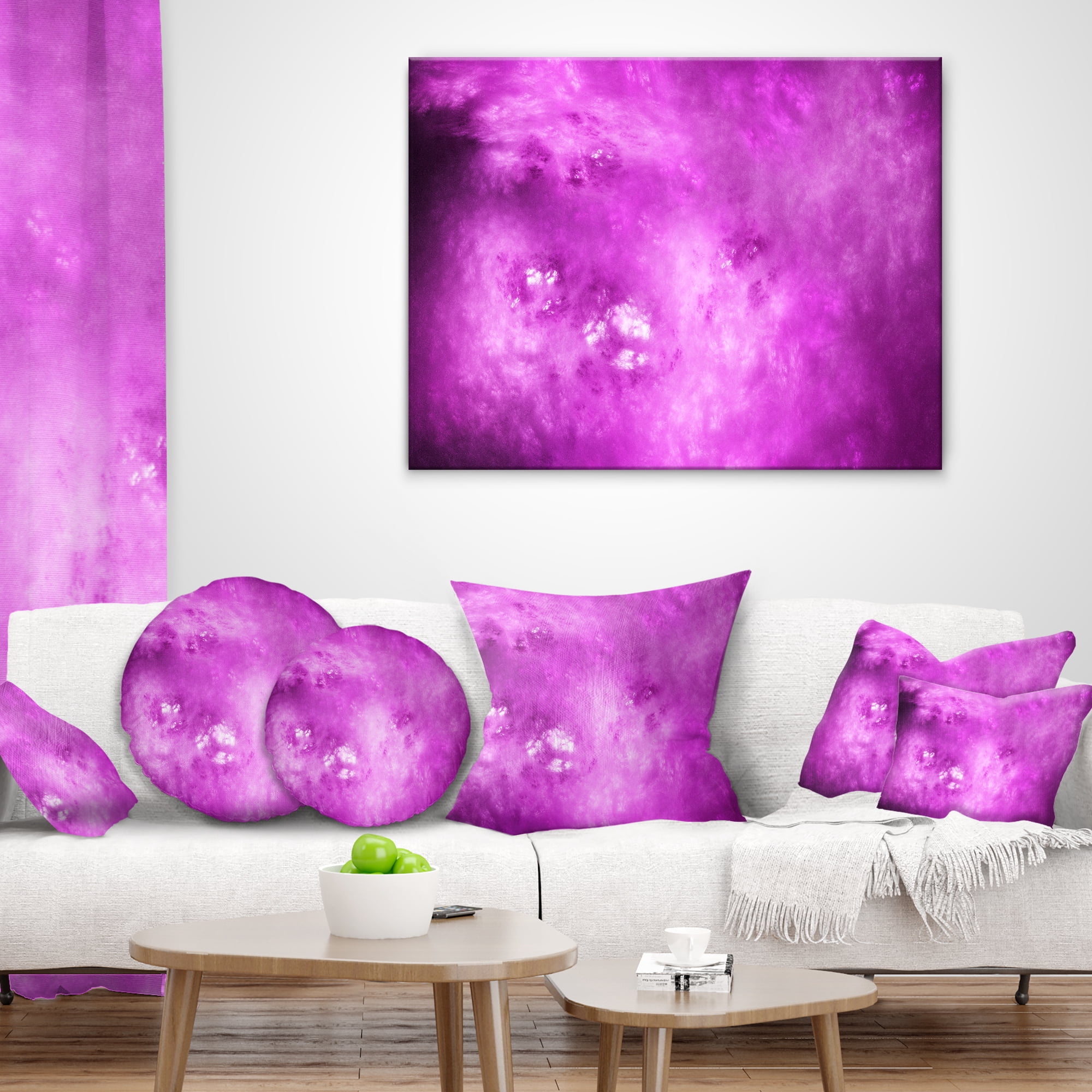 Designart Bright Purple Sky with Stars - Abstract Throw Pillow - 12x20