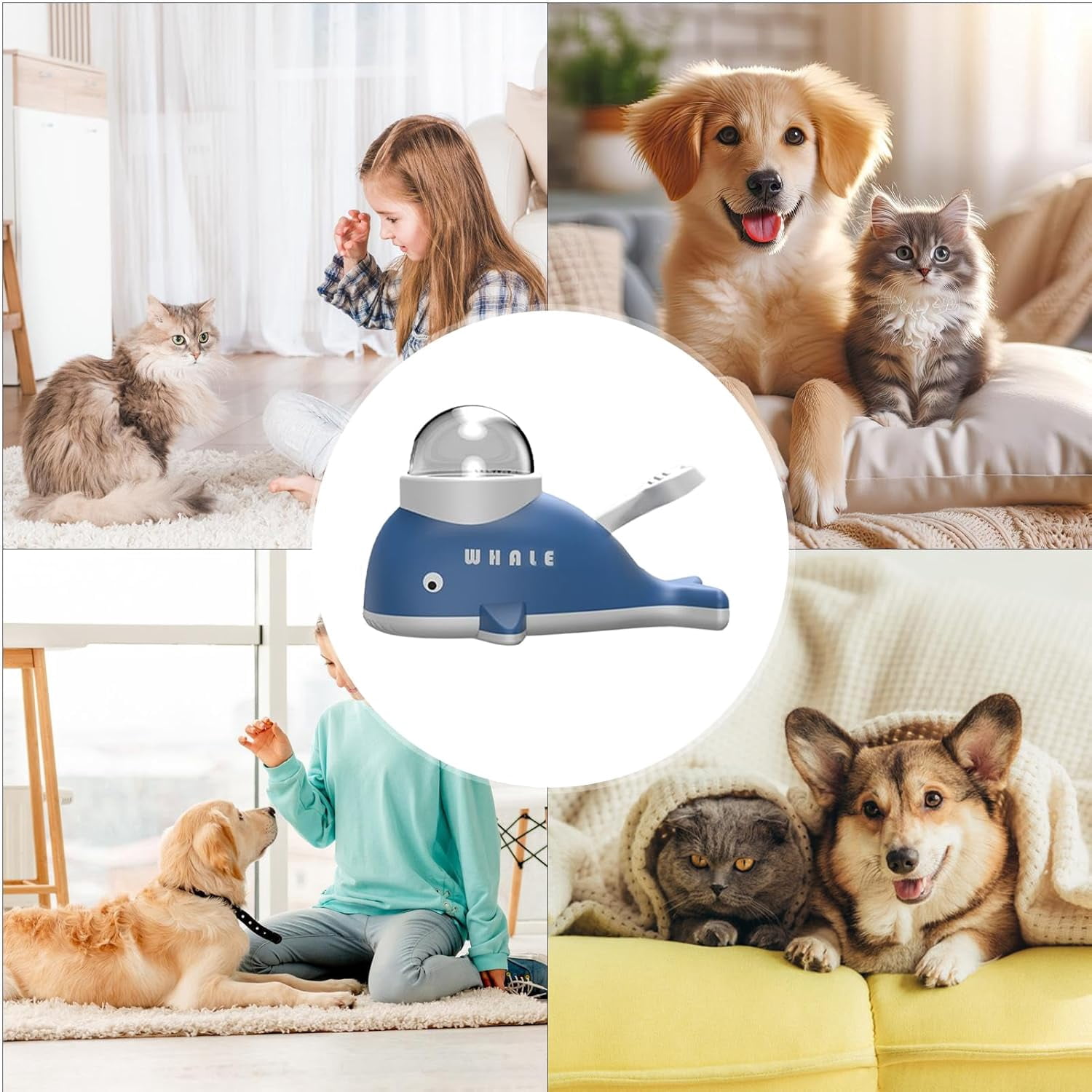 Treat Toys for Dogs - Whale-Shaped Slow Feeder Interactive Treat Dispensing Toy for Small, Medium, and Large Breeds, Promotes Healthy Eating, Pet Enrichment, Indoor Training, Boredom Relief, Exercise