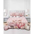 thumbnail image 3 of Pink Pumpkin Fall Full Size Down Alternative Comforter, Lightweight Comforter Quilt Bedding Set with Pillow Shams Plaid Thanksgiving Botanical Floral Checkered Bed Comforter Duvet Insert 78"x90", 3 of 7