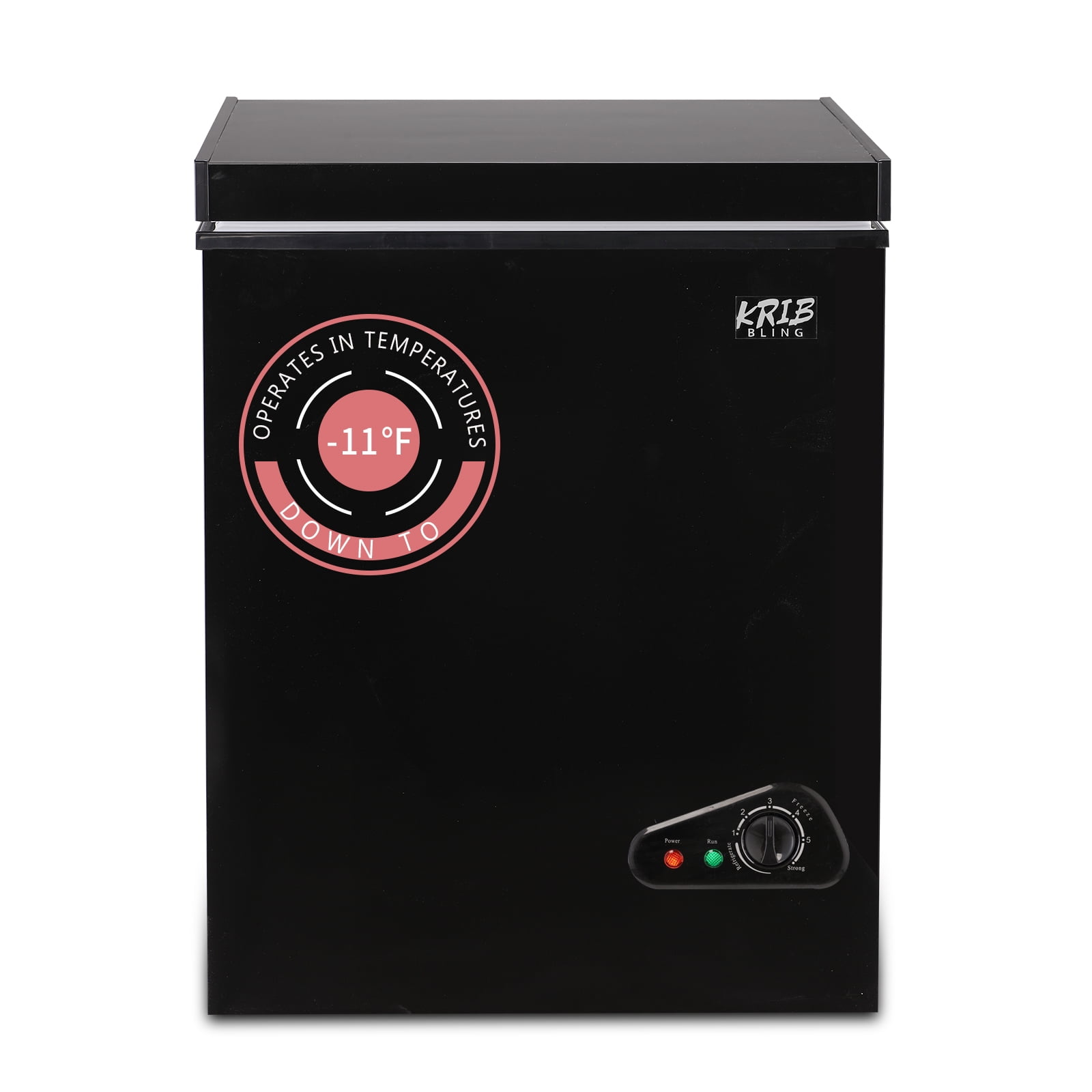 Krib Bling 3.5 Cu.ft Compact Chest Freezer with Removable Basket, Top Door Open Freestanding