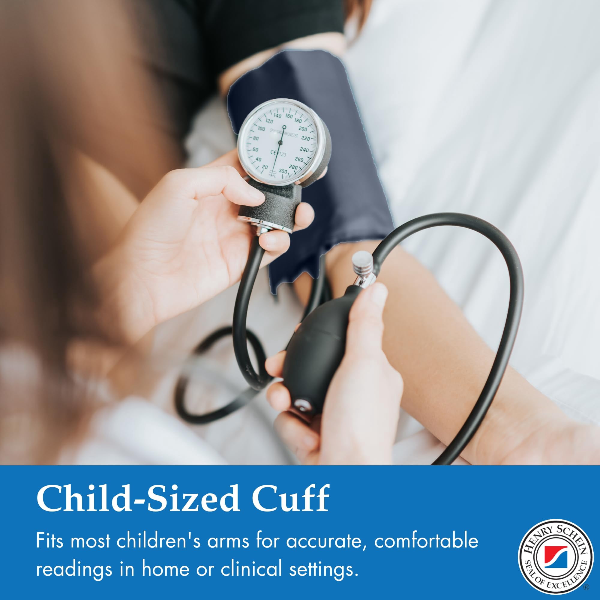 Child Pro Aneroid Sphygmomanometer – Pediatric Size 9 Navy Blue Cuff, Manual Blood Pressure Monitor, Reusable, Dial Display, Includes Leatherette Carrying Case – 1 Count