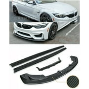 Replacement For 2015-2018 BMW F80 M3 | APR-Performance CARBON FIBER Front Bumper Lower Lip Splitter With M-Performance Side Skirts Rocker Panel Pair
