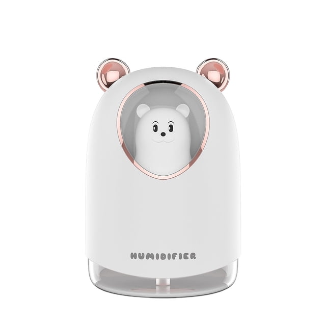 Portable Mini Humidifier, USB Cool Mist Humidifier for Car, Bedroom, and Office, Quiet Ultrasonic Desktop Humidifier with Two Mist Modes, 7-Color Night Light, and Auto Shut-Off