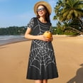 thumbnail image 4 of Balery A Web With A Spider Vestidos sueltos de manga corta para mujer, vestidos de verano 2025, vestidos casuales de corte A con vuelo., 4 of 6