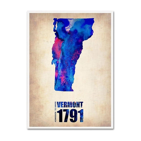 Trademark Fine Art "Vermont Watercolor Map" Canvas Art by Naxart