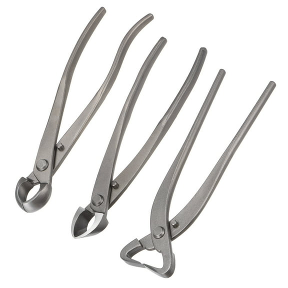 3Pack Bonsai Tool Set - 8.3" High Carbon Steel Knob?Concave?Cutter, Trunk?Splitter (Gray)