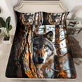 thumbnail image 2 of Feelyou Jungle Wolf Animal Queen Sheet Sets, Tree Plant Botancial Bed Set, 4pcs, 2 of 7