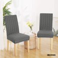 thumbnail image 2 of Deconovo - Funda de silla de comedor de punto jacquard, elástica, lavable y extraíble, de licra, para banquetes, juego de 2, gris oscuro, 2 of 6