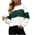 thumbnail image 6 of Color Block Sweatshirt for Women Fashionable Loose Round Neck Long Sleeved Pullover Tops for Causal & Work Wear, 6 of 7