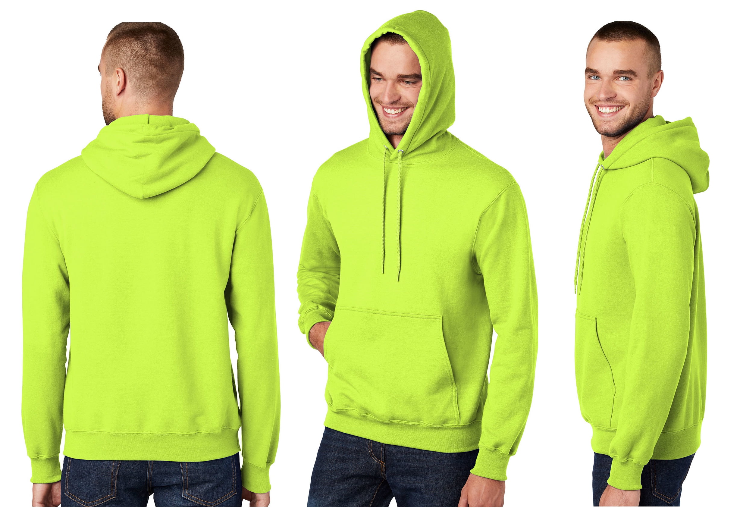 Mens Premium High Visibility Hoodie Sweatshirt, Large-Tall Safety Green -  Walmart.com