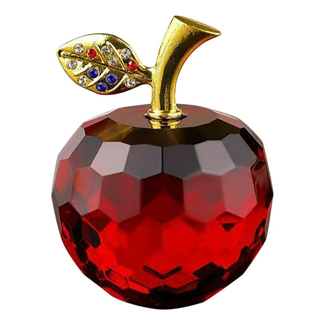 HEXBOOYOO 2.5 Inch Clear and Sparkling Crystal Apple Paperweight Craft Decoration Table Top Ornament Statue Home Decor - 2026 New Arrivalš„