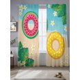thumbnail image 2 of Summer Floral Sheer Curtains 2 Panels Set Tropical Leaves Watermelon Swimming Rings Beach Sheer Window Curtains Light Filtering Rod Pocket Voile Drapes for Bedroom Living Room 52"X96", 2 of 9