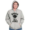 thumbnail image 3 of Broke As Joke College Lifestyle Funny Unisex Fleece Graphic Zip Up Hoodie Brisco Brands 5X, 3 of 5