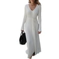 thumbnail image 3 of Oucaili Women Pullover Jumper Long Sleeve Sweater Dress Maxi Solid Holiday White S, 3 of 5