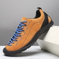 thumbnail image 4 of Men's Orange Suede Contrast Blue Lace-Up Moccasin Sneakers Anti-Collision Toe Flexible Outdoor Walking Shoes, 4 of 8