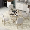 thumbnail image 3 of 5-Piece Retro Set - Extendable Table Shape Adjustment - Dining and Living Room - Comfortable Seating and Natural Beauty, 3 of 7