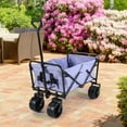 thumbnail image 4 of 100L Collapsible Folding Beach Wagon Cart With 220Lbs Large Capacity, Wagons Carts Heavy Duty Foldable With Big Wheels For Sand, Garden, Camping,Purple, 4 of 10
