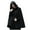 Black, variant on Cloak for Women with Hood Batwing Sleeve Shawl Wool Blend Hooded Cape Poncho Mid-Length Cloak Coat Jacket
