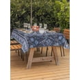 thumbnail image 3 of Outdoor Tablecloth with Umbrella Hole for Patio/Picnic/Party/Camping, Navy Blue Floral Waterproof Table Cloth Rectangle Table Cover Washable, Ethnic Tribe Abstract Art Flowers (60"x 84"), 3 of 8