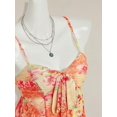 thumbnail image 6 of Orange Floral Print Camisole Tank Top With Tie Front And Spaghetti Straps, 6 of 8