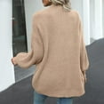 thumbnail image 4 of VISALY Chunky Cardigan Sweaters Oversized Sweaters Zip Up Long Lantern Sleeve Open Front Casual Soft Knit Cardigan Sweater Outerwear Tunic Top Sweater Jacket Cardigan Jacket Fashion Sweatshirt Khaki M, 4 of 8