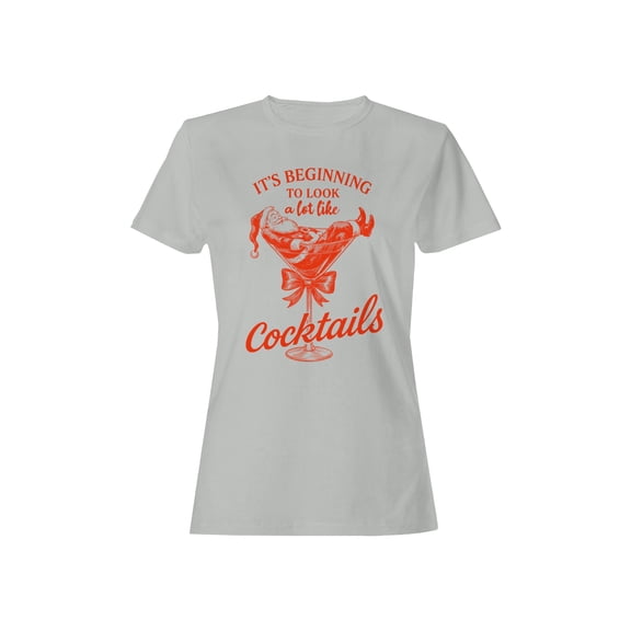 Santa in Cocktail Glass Holiday Fun Women's T-shirt